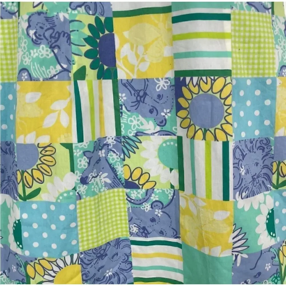 Lilly Pulitzer Patchwork Halter Dress Sunflower Floral Retro Cottagecore Size 2